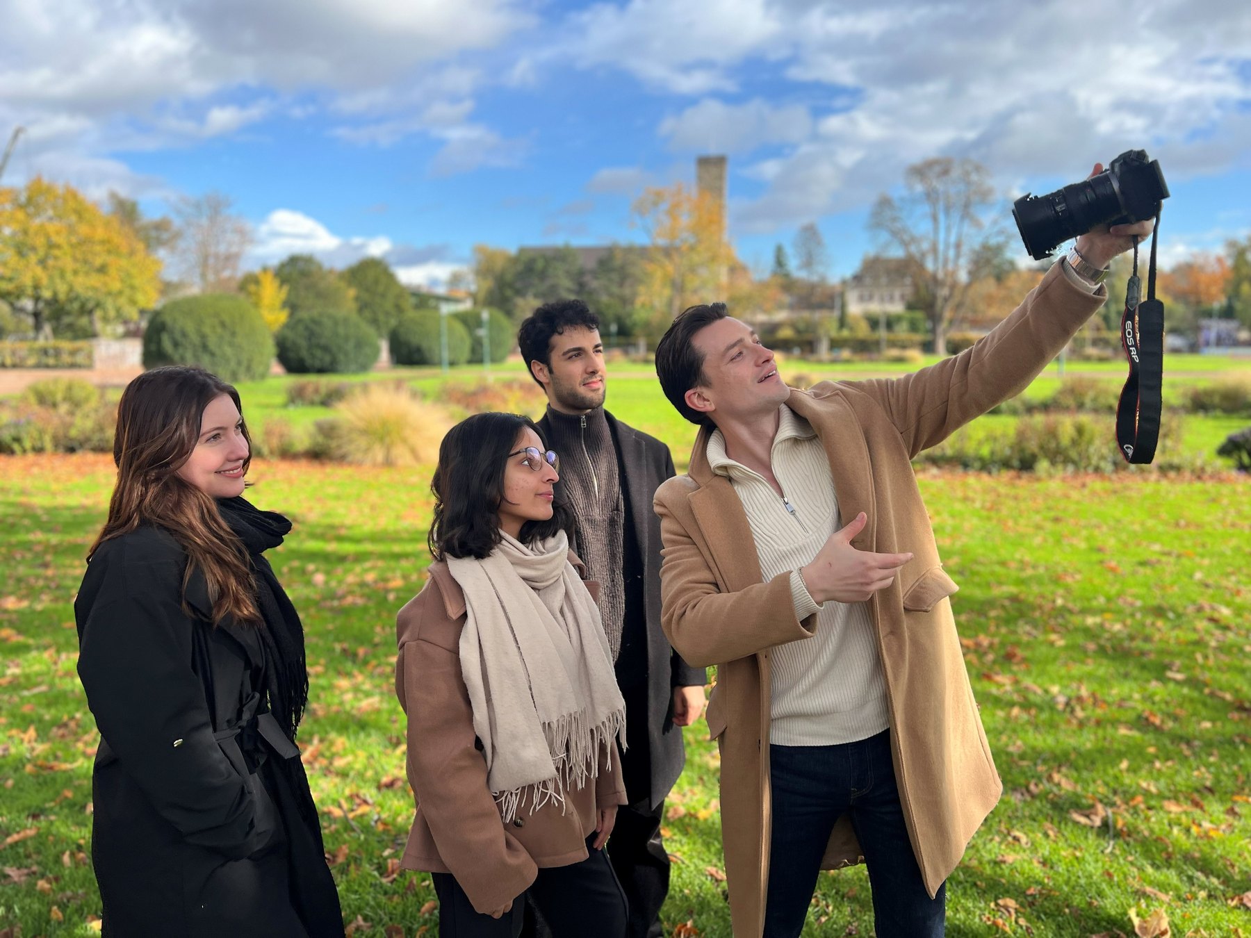 Students and camera team filming in Darmstadt