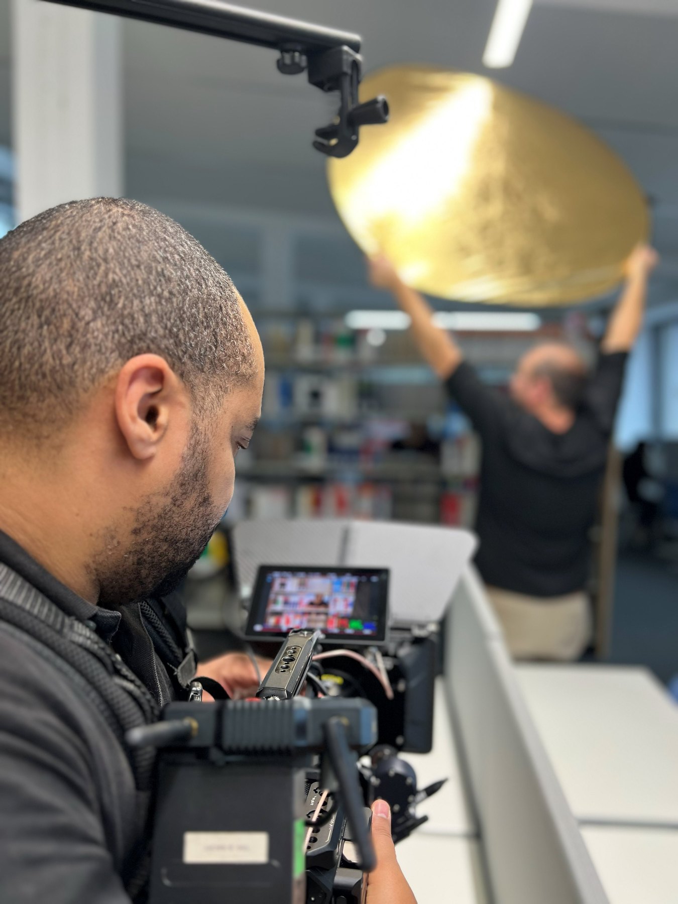 Camera work during an interview setup for the film series