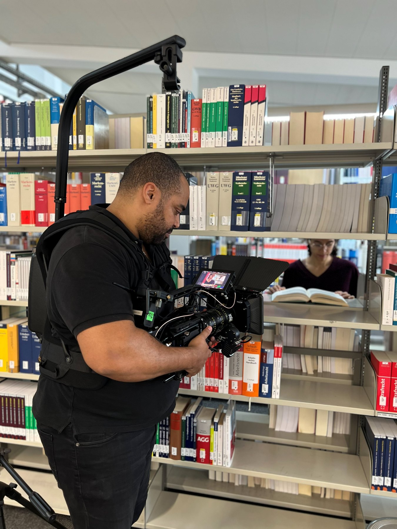 Filming in the Hochschule Darmstadt library